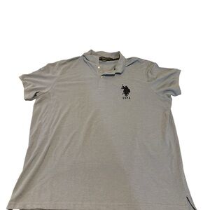 U.S. Polo Assn. Men's Light Gray Polo with Navy Logo